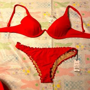 NWT Red underwire bikini 38DD